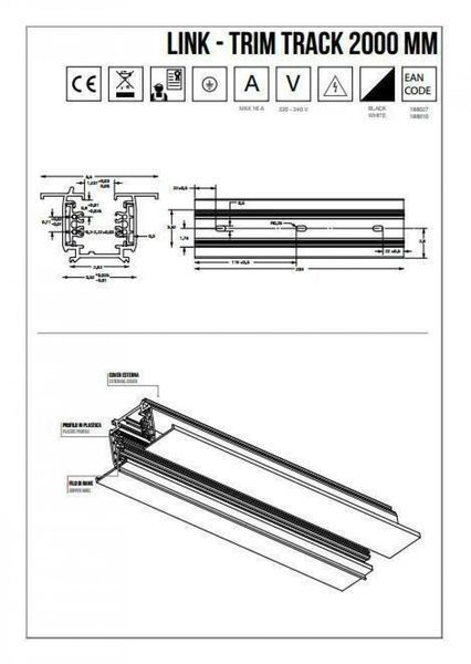 Шинопровід LINK TRIM TRACK 2000mm Ideal Lux 188027 IDEAL LUX_188027 фото