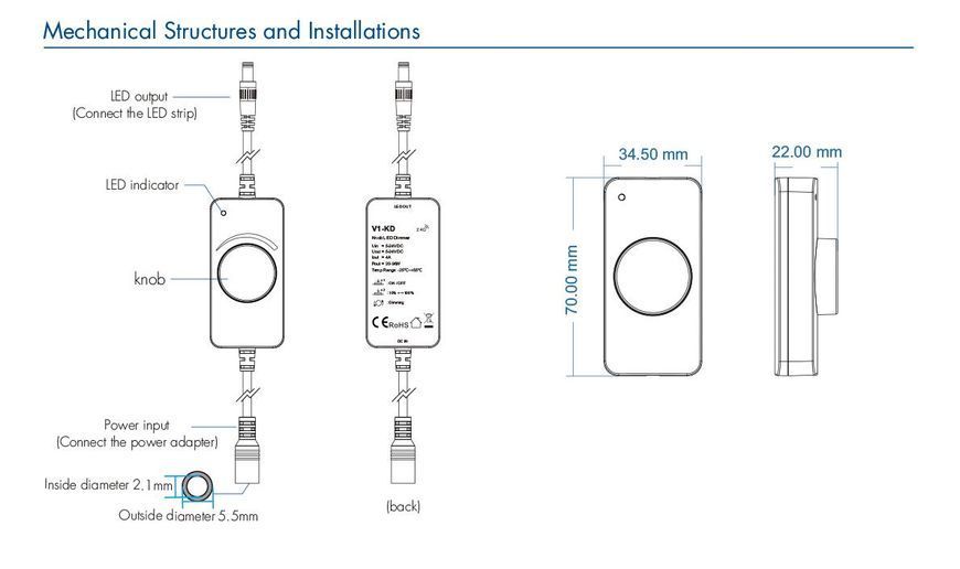 LED-контролер DEYA 5-24VDC, 4A*1CH(V1-KD) 2869 фото