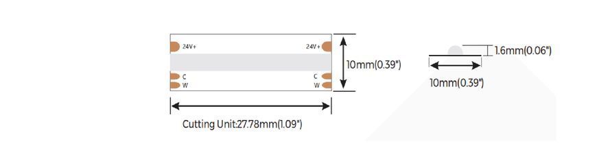LED лента COLORS COB-24V-IP20 8.8W 2700/6000K 5м (DF7-24V-10mm-SWW) 2083 фото