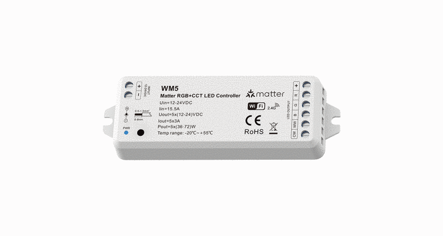 LED-контролер Matter WiFi RGB+CCT LED DEYA 12-24VDC 5CH*3A (WM5) 2419 фото