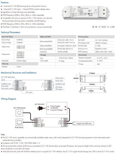 Контроллер DEYA 12-48VDC, 15A*1CH, 0/1-10V (LV-L) LV-L фото