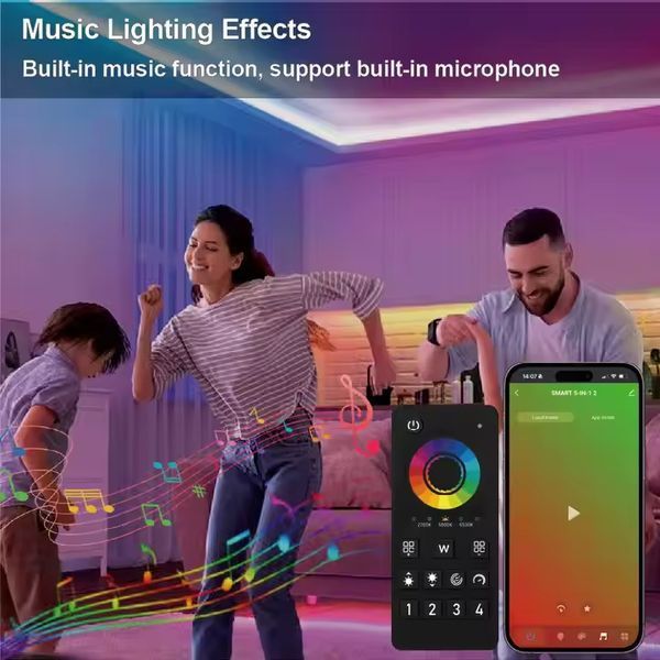 Пульт управління PROLUM 4-Zone; RGB; Wi-Fi; TUYA; TOUCH; Чорний; Series: HomeLink 404031 фото
