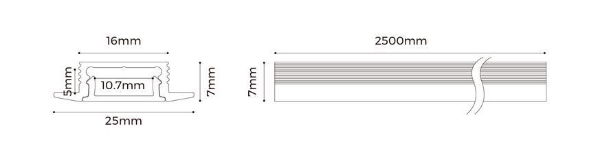 LED-профіль врізний анодований чорний COLORS 2,5 метра (LE2507_2,5(b/b)) 2699 фото