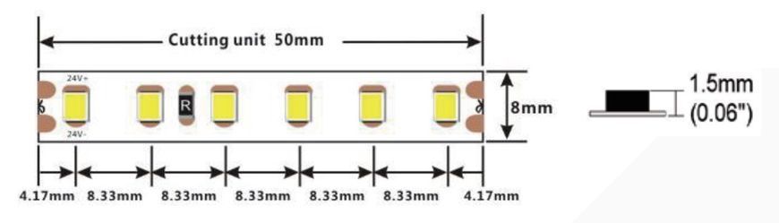 LED стрічка COLORS 120-2835-24V-IP20 8.4W 795Lm 3500K 5м (D8120-24V-8mm-PW) 2269 фото