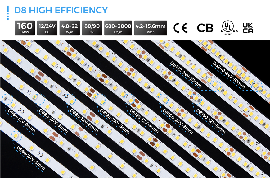 LED стрічка COLORS 192-2835-24V-IP20 16W 2380Lm 6000K 5м (D8192-24V-10mm-W) 2473 фото