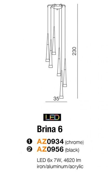 Світильник підвісний Brina 6 (chrome) Azzardo AZ0934 Azzardo_AZ0934 фото