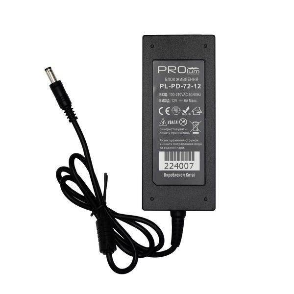 Блок живлення PROLUM&trade; 12V, 72W, 6.0А, Series "PD" 224007 фото