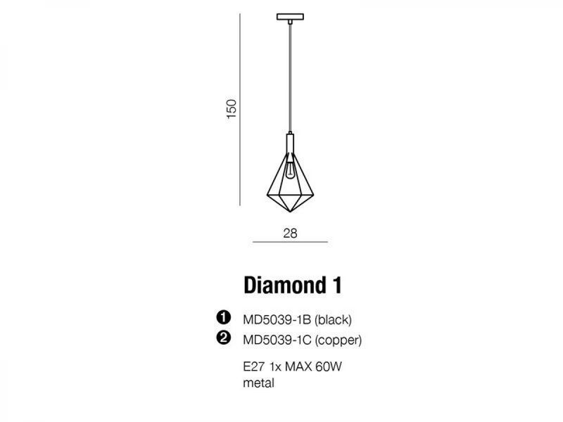 Світильник підвісний Diamond 1 Azzardo AZ2140 Azzardo_AZ2140 фото