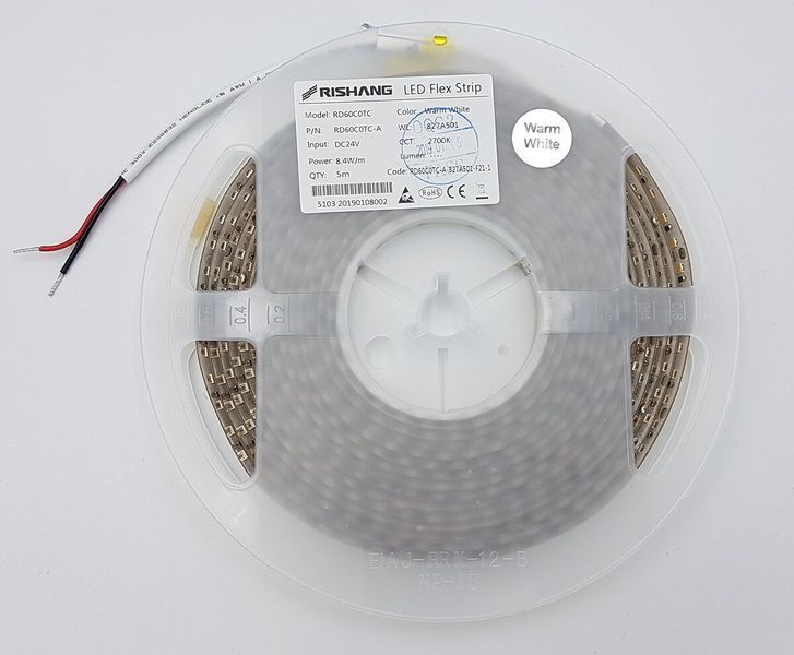 LED лента RISHANG 120-2835-24V-IP65 8.6W 630Lm 2700K 5м (RD60C0TC-B-SW) 1899 фото