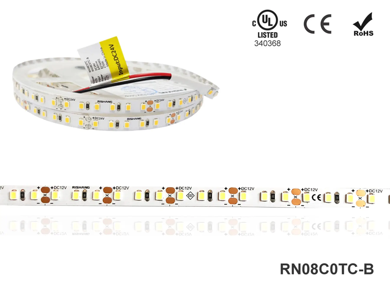 LED стрічка RISHANG 120-2835-24V-IP20 8,6W 818Lm 6500K 5м (RN08C0TC-B-W) 0889 фото