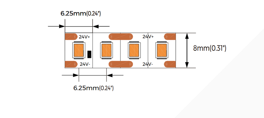 LED стрічка COLORS 160-2835-24V-IP20 9.6W 1335Lm 3000K 5м (CR8160-24V-8mm-WW) 2912 фото