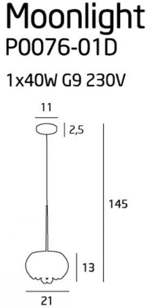 Світильник підвісний MOONLIGHT MAXLIGHT P0076-01D MAXLIGHT_P0076-01D фото