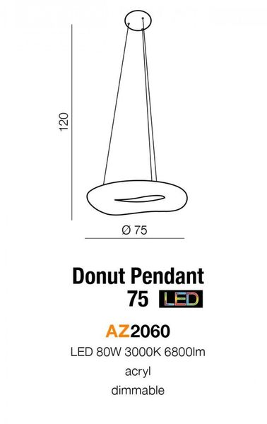 Світильник підвісний Donut pendant 75 (white) Azzardo AZ2060 Azzardo_AZ2060 фото