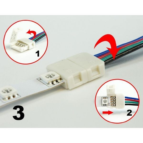 Кабель PROLUM&trade; для стрічки 5050, RGB, 10 мм, + 1 затиск 503007 фото