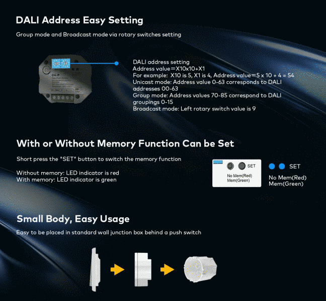 Диммер DEYA 100-240VAC, 16VDC, 100mA, DALI Push (DA-P) DA-P фото