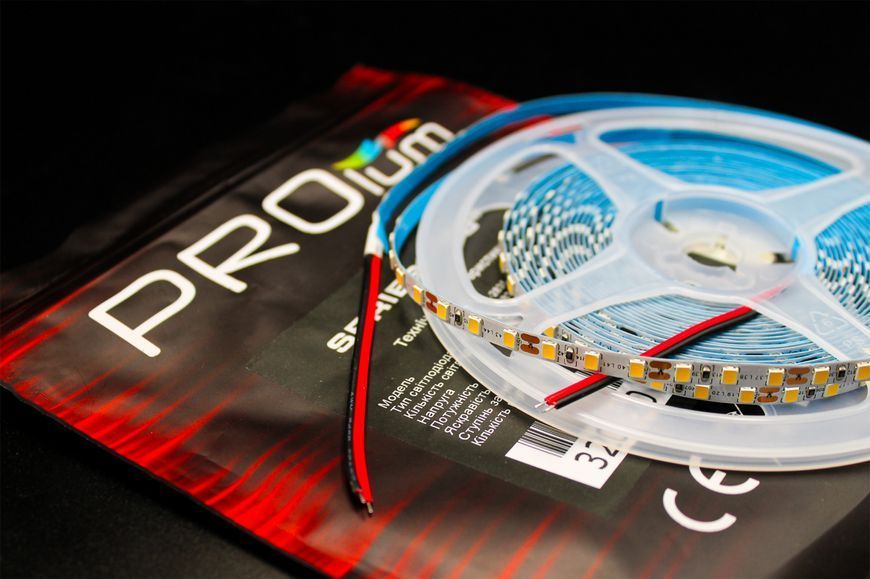 Светодиодная LED лента PROLUM&trade; 5 ММ 12V; 2835\120; IP20; Series "SG", Тепло-Білий (2800-3200K) 320120 фото