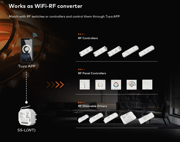 Релейный модуль выключатель DALI WiFi & RF Push Switch 15А*1CH 100-240VAC (SS-L(WT)) SS-L(WT) фото