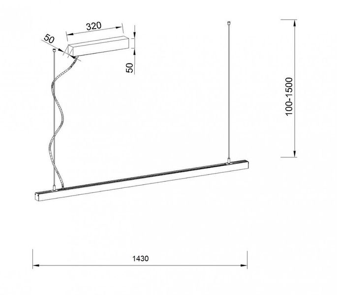 Светильник подвесной KLOODI KD-KLP3535 1400 57W 4K BK KLOODI_KD-KLP3535 1400 57W 4K BK фото