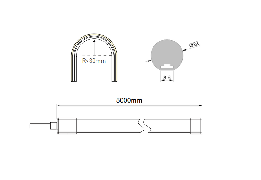 LED-профіль ALUMLED силіконовий IP65 (LN22214), 5м LN22214 фото