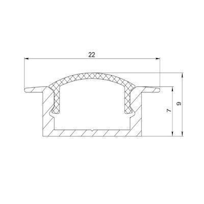 Алюминиевый Профиль PROLUM&trade; - Врезной, Без анодирования (Комплект) 502007 фото