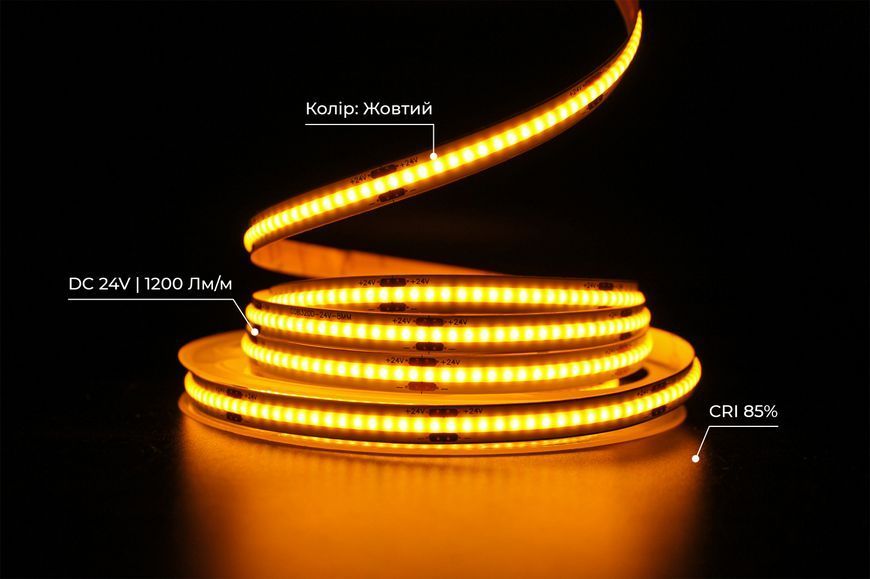 Светодиодная LED лента PROLUM&trade; 24V; СОВ; 320; LED; IP20; Series "PRO", Желтый 350009 фото