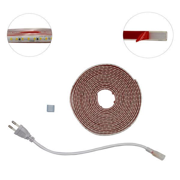 Готовий набір Світлодіодної LED стрічки PROLUM&trade; 220V; 2835\120; IP67; 8 ММ; Series "S", Тепло-Білий (2800-3200K) 14619 фото