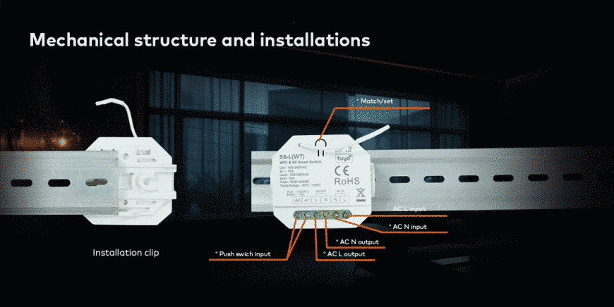 Релейний модуль вимикач DALI WIFI+RF 15A*1CH 100-240VAC (SS-L(WT)) SS-L(WT) фото