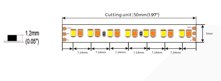LED стрічка COLORS 280-2216-24V-IP20 8,4W 975Lm 2700+6000K 5м (D6280-24V-5mm-SWW) 2664 фото