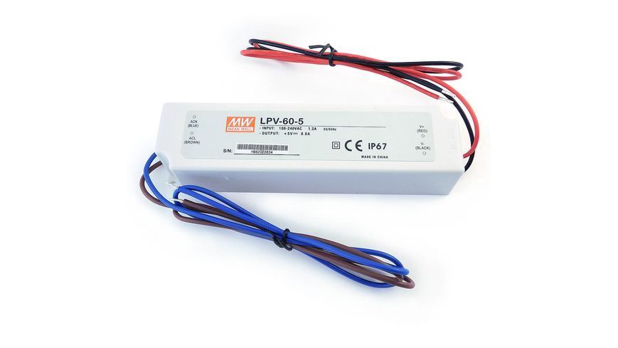 Блок живлення Mean Well LPV-60-5 (40W; 8A; 5V; IP67) Series "LPV", 92% 612001 фото