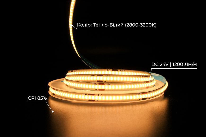 Светодиодная LED лента PROLUM&trade; 24V; СОВ; 320; LED; IP20; Series "PRO", Тепло-Белый (2800-3200K) 350013 фото