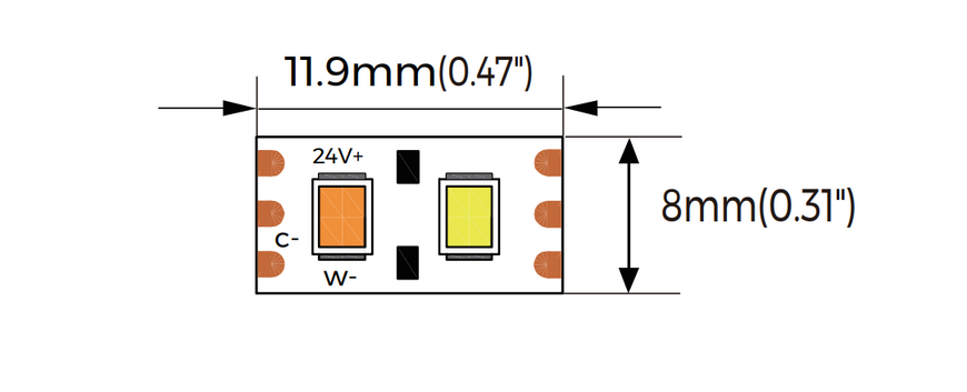 LED стрічка COLORS 168-2835-24V-IP20 18W 1010Lm 2300K 5м (C8168-24V-8mm-SWW) 2808 фото