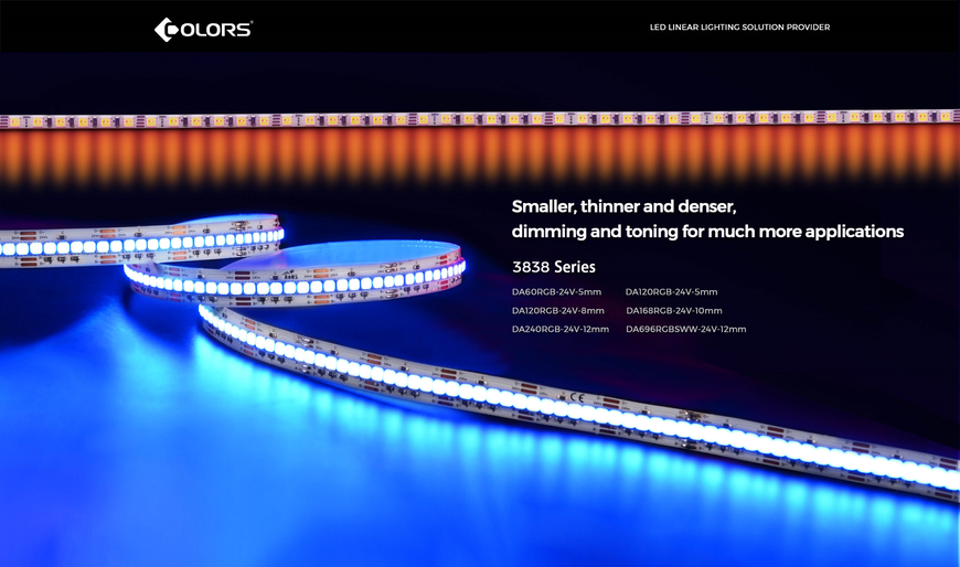 LED лента COLORS 168-3838-24V-IP33 15.7W RGB 5м (DA168RGB-24V-10mm) 1343 фото