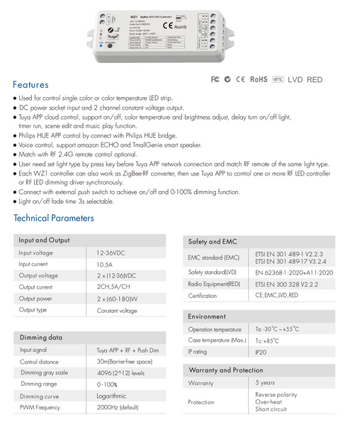 LED-контролер DEYA DIM 12-36VDC, 5A*2CH (WZ1) 2290 фото