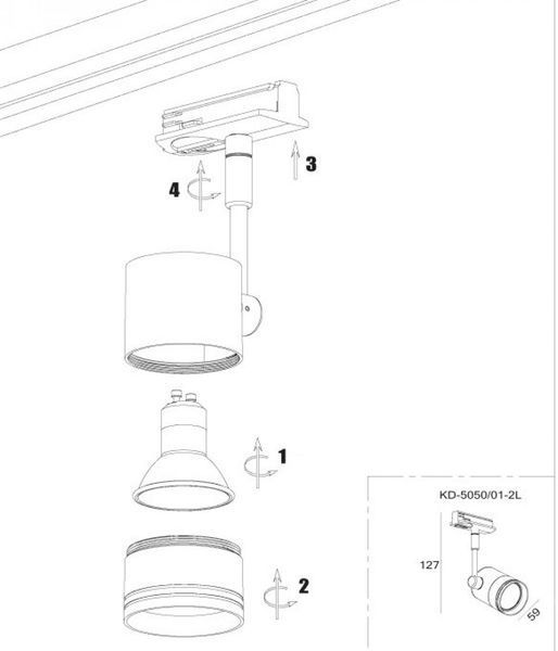 Светильник трековый KLOODI KD-5050/01-2L-BK Track KLOODI_KD-5050/01-2L-BK Track фото