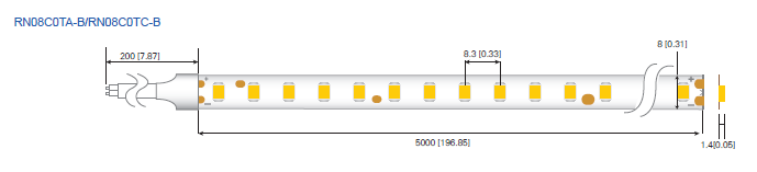 LED лента RISHANG 120-2835-24V-IP20 8,6W 810Lm 5000K 5м (RN08C0TC-B-DW) 2422 фото