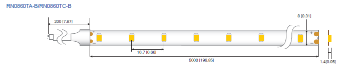 LED лента RISHANG 60-2835-24V-IP20 5,5W 454Lm 2700K 5м (RN0860TC-B-SW) 2554 фото