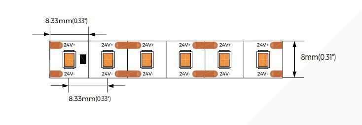 LED лента COLORS 120-2835-24V-IP20 4.8W 665Lm 3000K 5м (CR8120-24V-8mm-5W-WW) 2854 фото