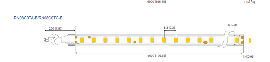 LED лента RISHANG 120-2835-12V-IP20 8,6W 818Lm 3000K 50м (RN08C0TA-B-WW_50) 2293 фото