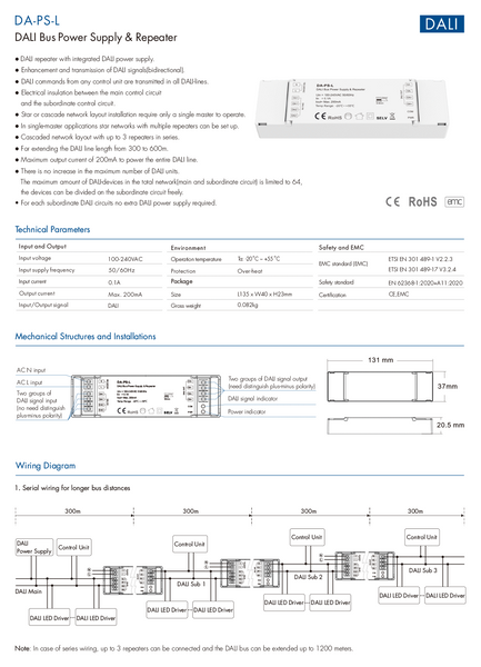 LED-повторювач та блок живлення DEYA 100-240VAC, 200mA (DA-PS-L) 2526 фото