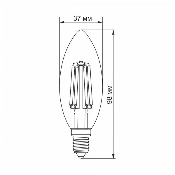 Лампа VIDEX FILAMENT C37F 6W E14 3000K 220V 147 Lm. VIDEX 299112 VIDEX_299112 фото