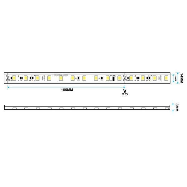 Світлодіодна LED стрічка PROLUM 220V; 2835\120; IP67; 9.5 mm; Series "S", Тепло-Білий (2800-3200K) 361013 фото