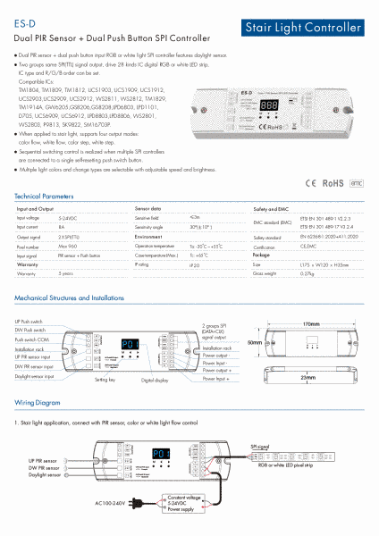 LED-контролер DEYA з датчиком PIR+Dual Push 5-24VDC (ES-D) ES-D фото
