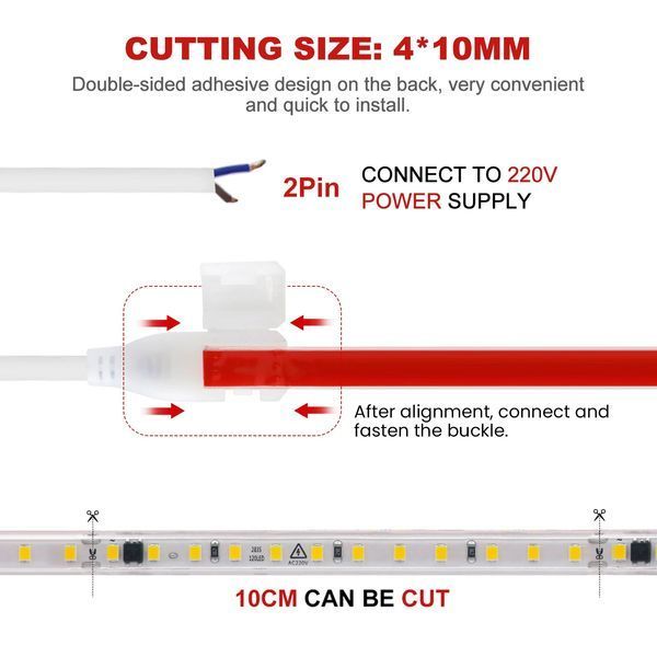 Светлодіодная светодиодная стрічка PROLUM&trade; 220В; 2835\120; IP67; 8 ММ; Серия "S", Белый (5500-6000К) 361008 фото