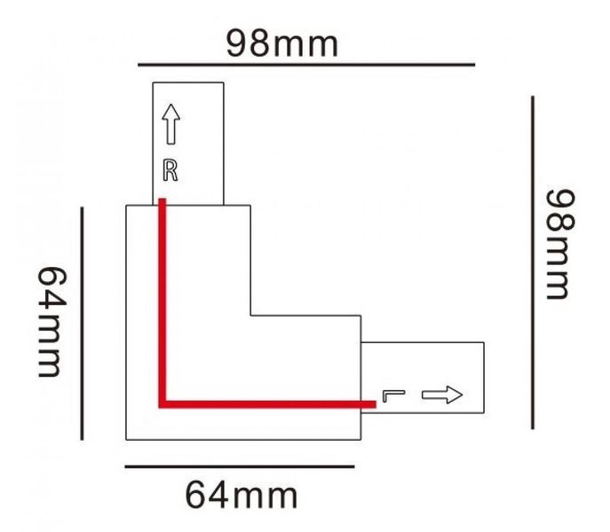 З`єднання кутове 90&deg; ліве, чорне KLOODI KDTR-263 L BK KLOODI_KDTR-263 L BK фото