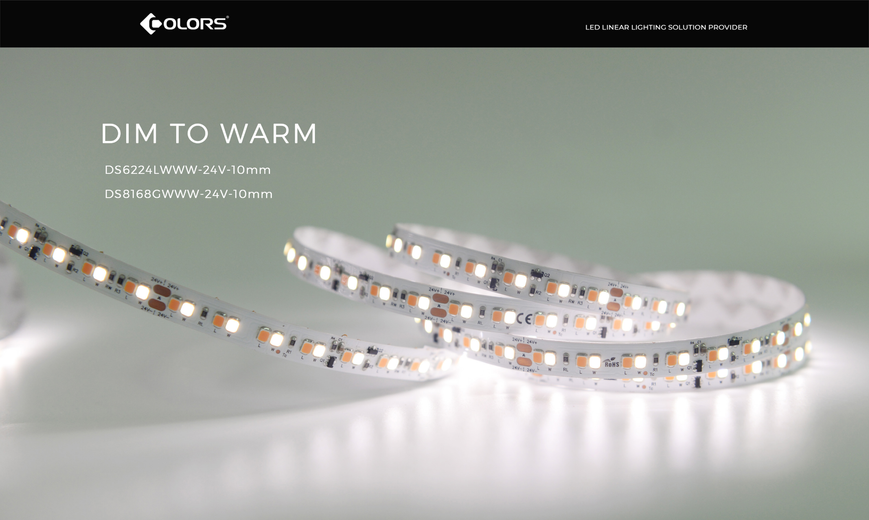LED стрічка COLORS 168-2835-24V-IP33 9.61W 1900K + 3000K 5м (DS8168GWWW-24V-10mm) 1169 фото