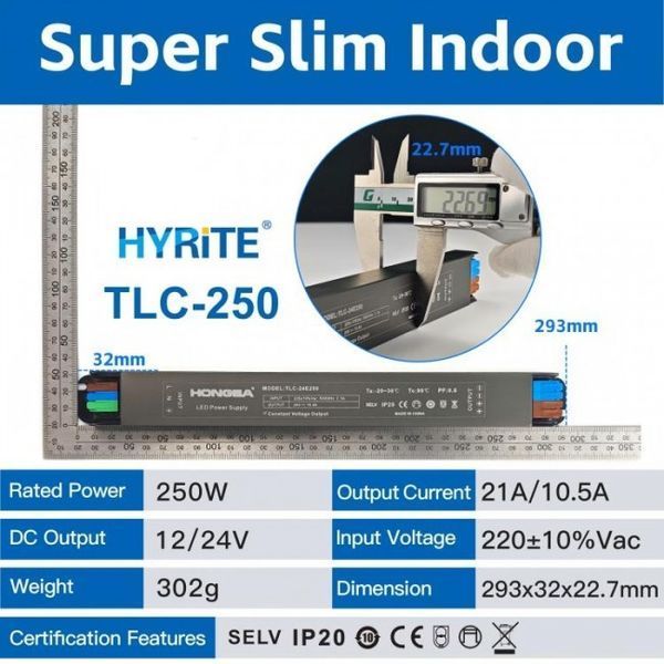 Блок питания HYRITE Super Slim 250W DC24V с клеммой для внутреннего применения (TLC-24E250) 2958 фото