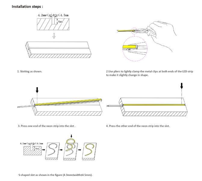 LED неон PROLUM&trade; 4x10, 12V, Series "LT", Теплий-Білий, PRO 120092 фото