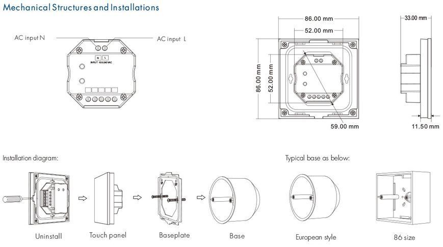 Панель LED димера DEYA ZigBee на 1 зону (TS1(WZS)-Black) 2157 фото