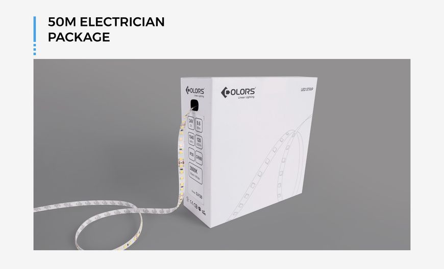 LED лента COLORS 120-2835-12V-IP33 8.8W 805Lm 3000K 5м (DJ120-12V-8mm-WW9) 2108 фото